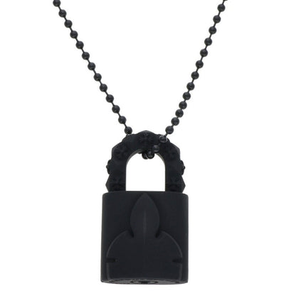 Chrome Hearts Rubber Padlock Fleurknee Necklace Black