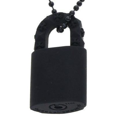 Chrome Hearts Rubber Padlock Fleurknee Necklace Black