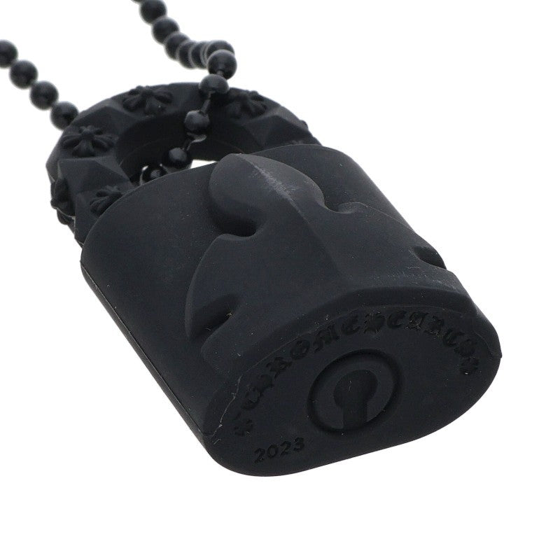 Chrome Hearts Rubber Padlock Fleurknee Necklace Black