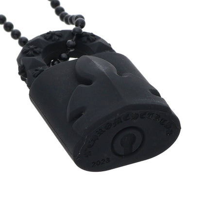 Chrome Hearts Rubber Padlock Fleurknee Necklace Black