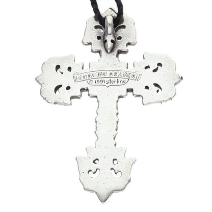 Chrome Hearts Large Filigree Cross Leather Braid Necklace