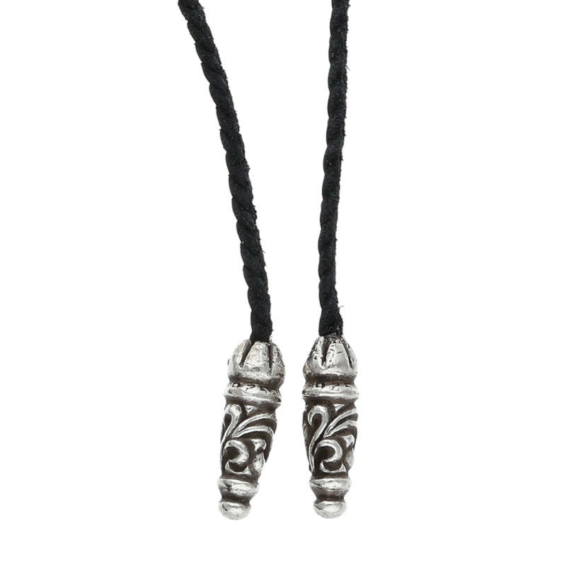 Chrome Hearts Large Filigree Cross Leather Braid Necklace