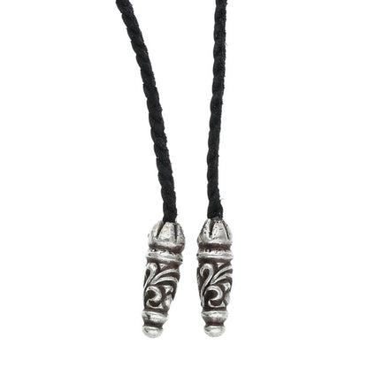 Chrome Hearts Large Filigree Cross Leather Braid Necklace