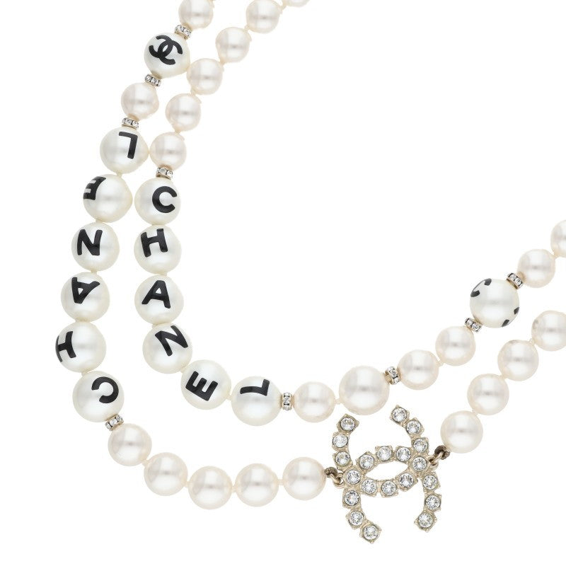 CHANEL Coco Mark Stone Pearl Choker Necklace Multi