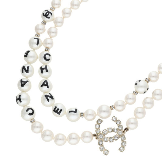 CHANEL Coco Mark Stone Pearl Choker Necklace Multi