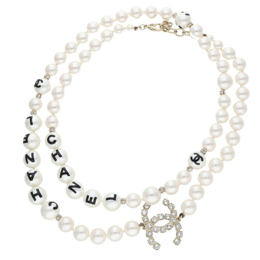 CHANEL Coco Mark Stone Pearl Choker Necklace Multi