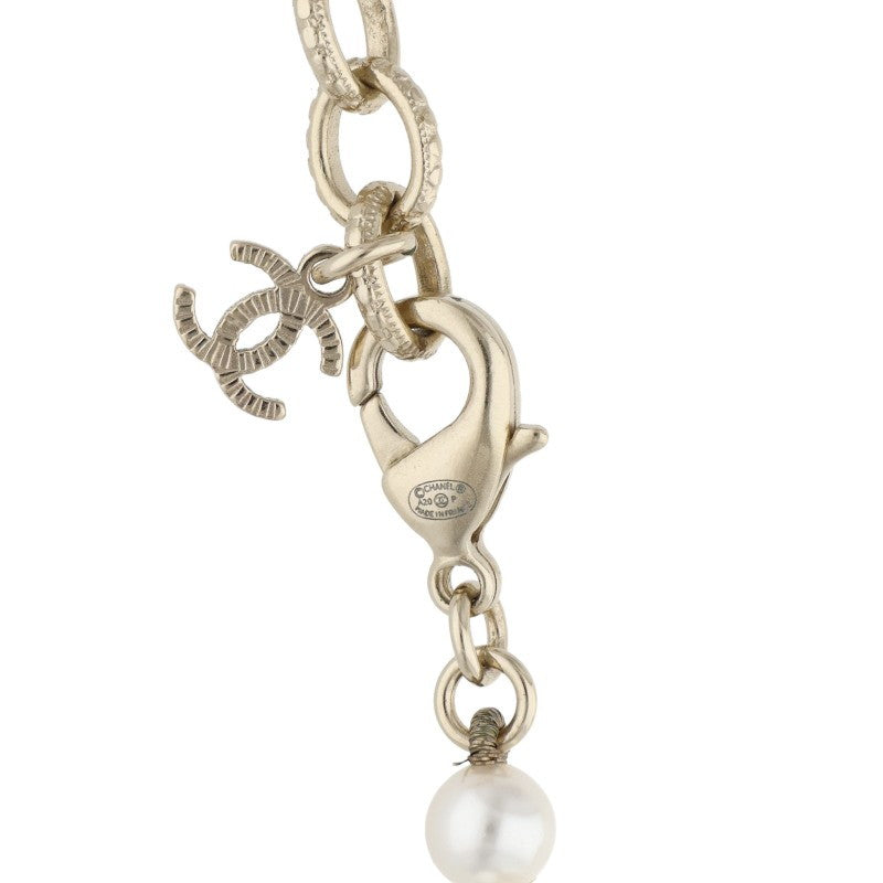 CHANEL Coco Mark Stone Pearl Choker Necklace Multi