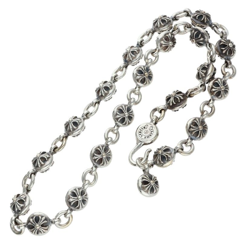 Chrome Hearts #2 Cross Ball Silver Necklace Size 18 Inch