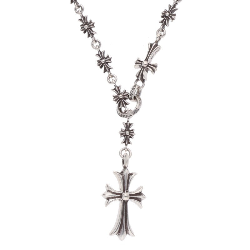 Chrome Hearts 925 CH Cross Choke Chain Rosary Necklace