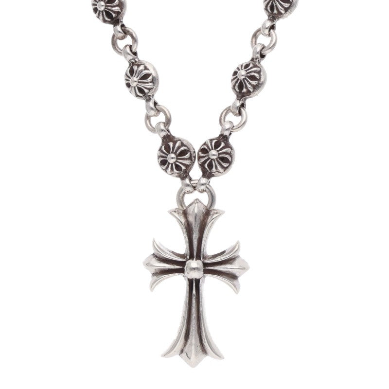 Chrome Hearts Silver Crossball Chain Small CH Cross Necklace