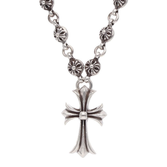 Chrome Hearts Silver Crossball Chain Small CH Cross Necklace