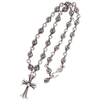 Chrome Hearts Silver Crossball Chain Small CH Cross Necklace
