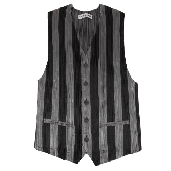 ISSEY MIYAKE MEN Front Stripe Pleated Vest Black Size M