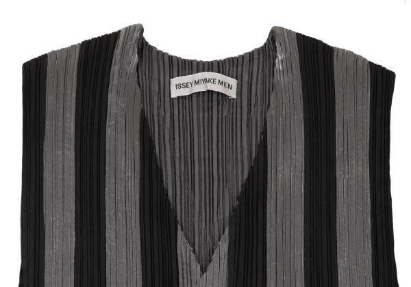 ISSEY MIYAKE MEN Front Stripe Pleated Vest Black Size M