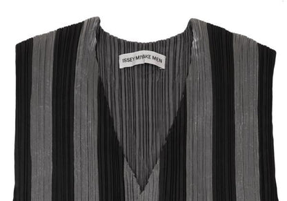 ISSEY MIYAKE MEN Front Stripe Pleated Vest Black Size M