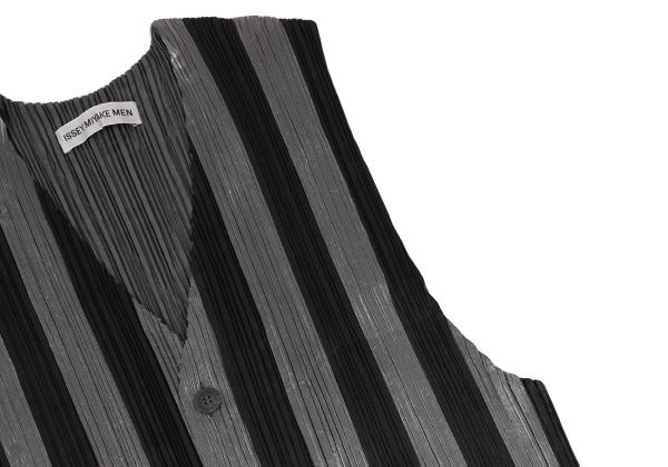 ISSEY MIYAKE MEN Front Stripe Pleated Vest Black Size M