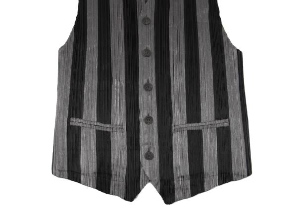 ISSEY MIYAKE MEN Front Stripe Pleated Vest Black Size M