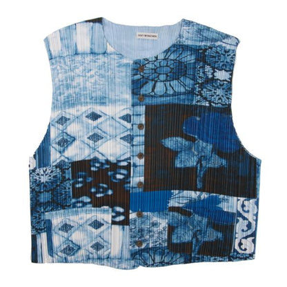 ISSEY MIYAKE MEN 97SS Geometric Floral Vest Blue Size L