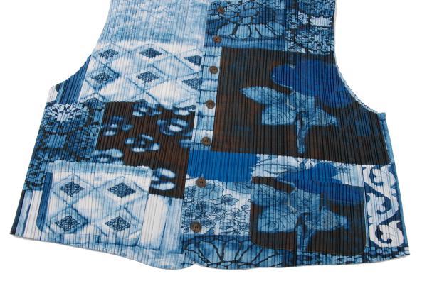 ISSEY MIYAKE MEN 97SS Geometric Floral Vest Blue Size L