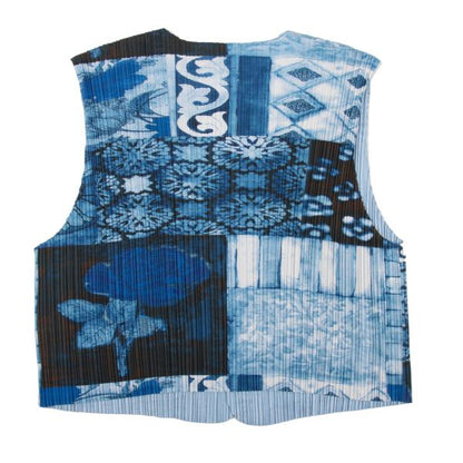 ISSEY MIYAKE MEN 97SS Geometric Floral Vest Blue Size L