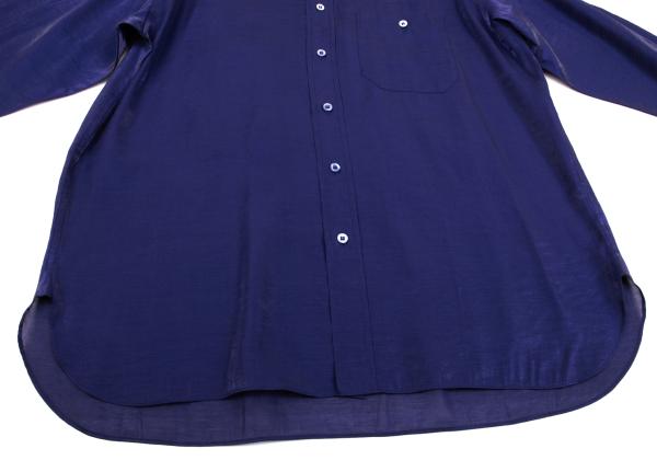 ISSEY MIYAKE MEN Rayon Nylon Shiny Shirt Blue Size L