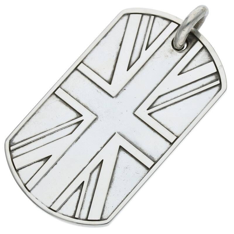 Chrome Hearts D TAG LRG Large Dog Tag Pendant Size Silver