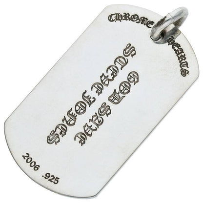 Chrome Hearts D TAG LRG Large Dog Tag Pendant Size Silver