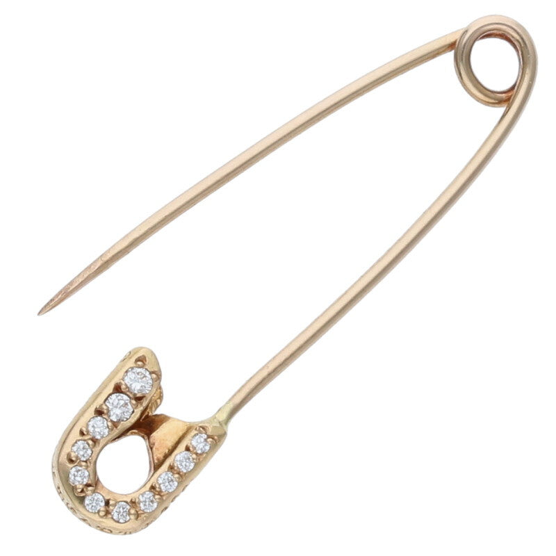 Chrome Hearts 22K Pave Diamond Safety Pin Gold Size ONE SIZE