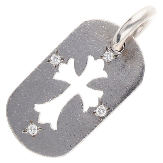 Chrome Hearts 18K Small Dog Tag 4 Diamond WG Size ONE SIZE