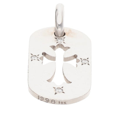 Chrome Hearts 18K Small Dog Tag 4 Diamond WG Size ONE SIZE