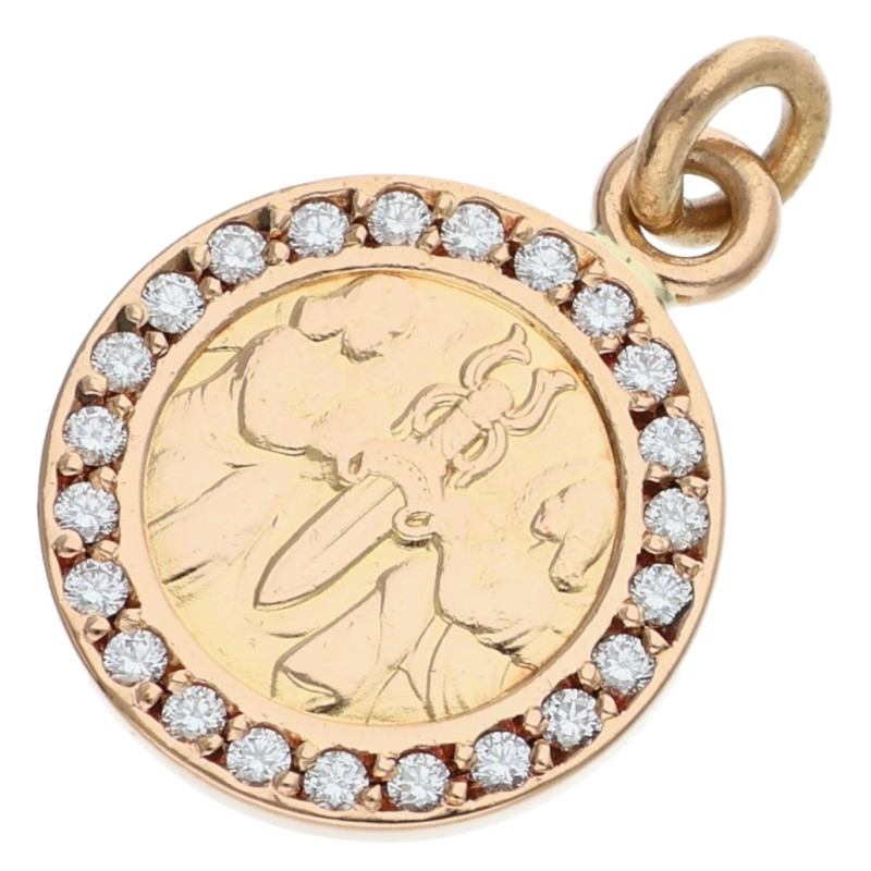 Chrome Hearts 22K Angel Medal Pave Charm YG Size ONE SIZE