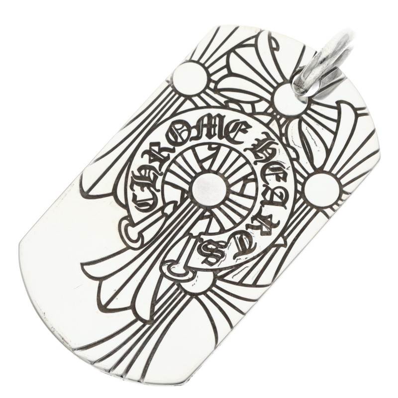 Chrome Hearts Large Dog Tag "GOD BLESS" Silver Size ONE SIZE