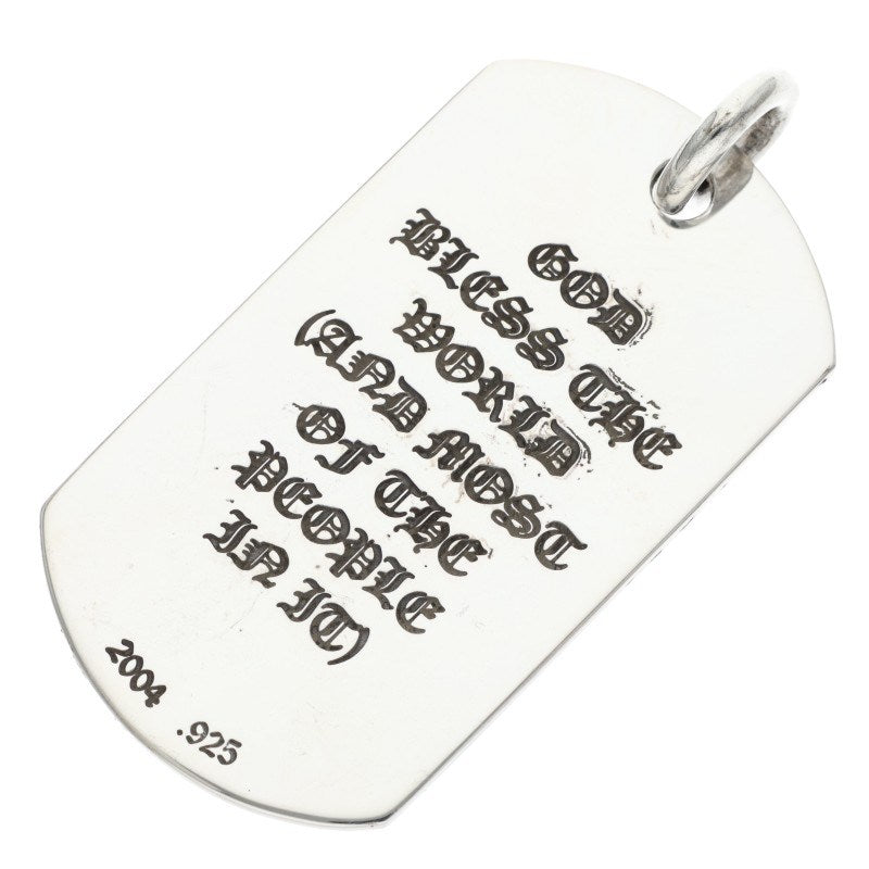 Chrome Hearts Large Dog Tag "GOD BLESS" Silver Size ONE SIZE