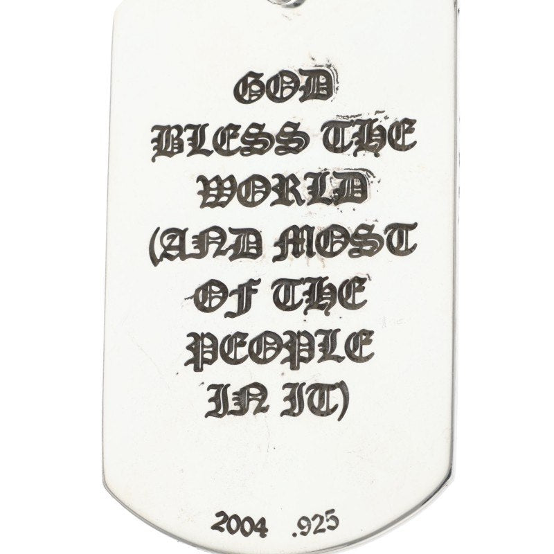 Chrome Hearts Large Dog Tag "GOD BLESS" Silver Size ONE SIZE