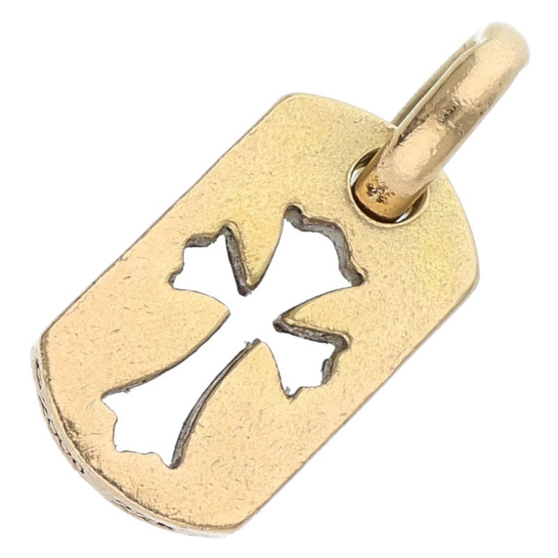 Chrome Hearts 22K Tiny Cutout Cross Dog Tag YG