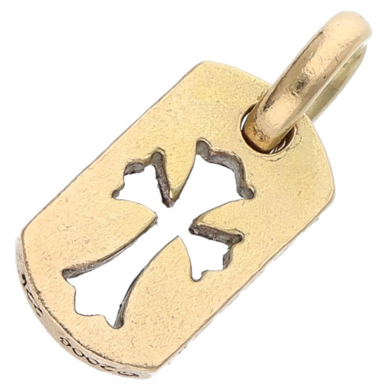 Chrome Hearts 22K Tiny Cutout Cross Dog Tag YG