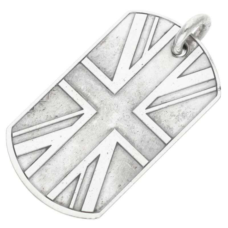 Chrome Hearts Large Union Jack Dog Tag Silver