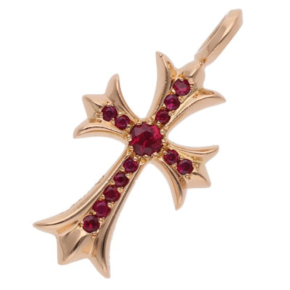 Chrome Hearts 22K Tiny Fat Cross Pave Ruby Pendant