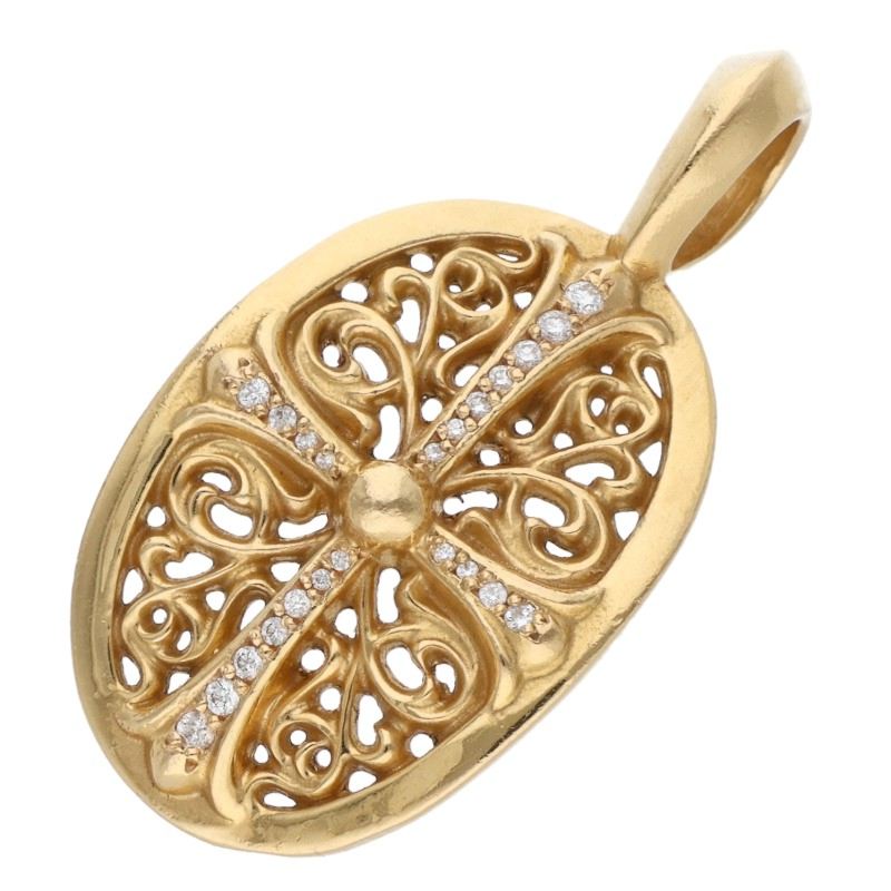 Chrome Hearts 22K Gold Classic Oval Pave Size ONE SIZE