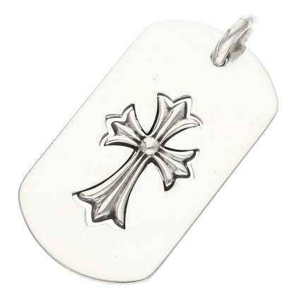 Chrome Hearts Large Dog Tag Tiny Cross Silver