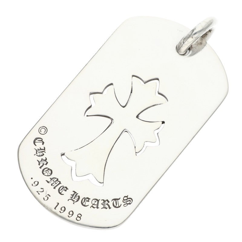 Chrome Hearts Large Dog Tag Tiny Cross Silver
