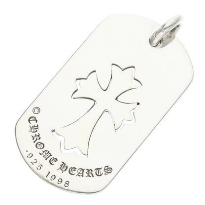 Chrome Hearts Large Dog Tag Tiny Cross Silver
