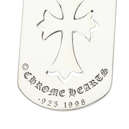 Chrome Hearts Large Dog Tag Tiny Cross Silver