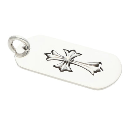 Chrome Hearts Large Dog Tag Tiny Cross Silver
