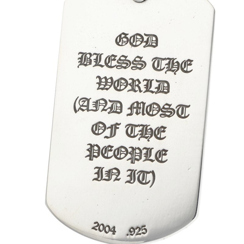 Chrome Hearts Large God Bless Dog Tag Silver Size ONE SIZE