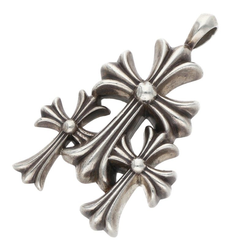 Chrome Hearts Small Triple CH Cross Silver Size ONE SIZE