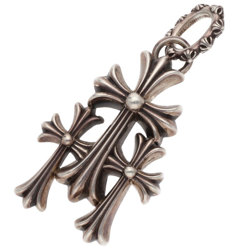 Chrome Hearts Large Triple CH Cross Silver