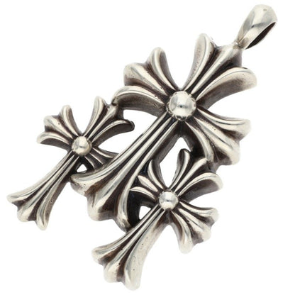 Chrome Hearts Small Triple CH Cross Silver Size ONE SIZE