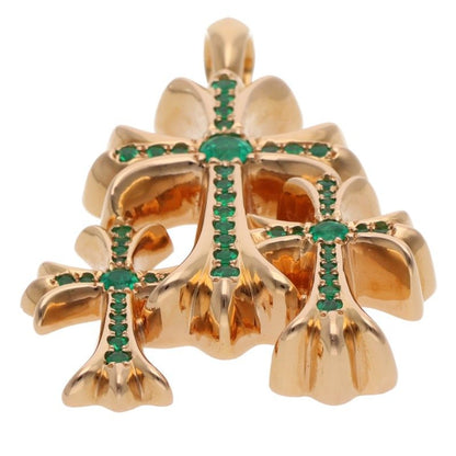 Chrome Hearts 22K Pave Emerald 3 Cross Pendant Size ONE SIZE