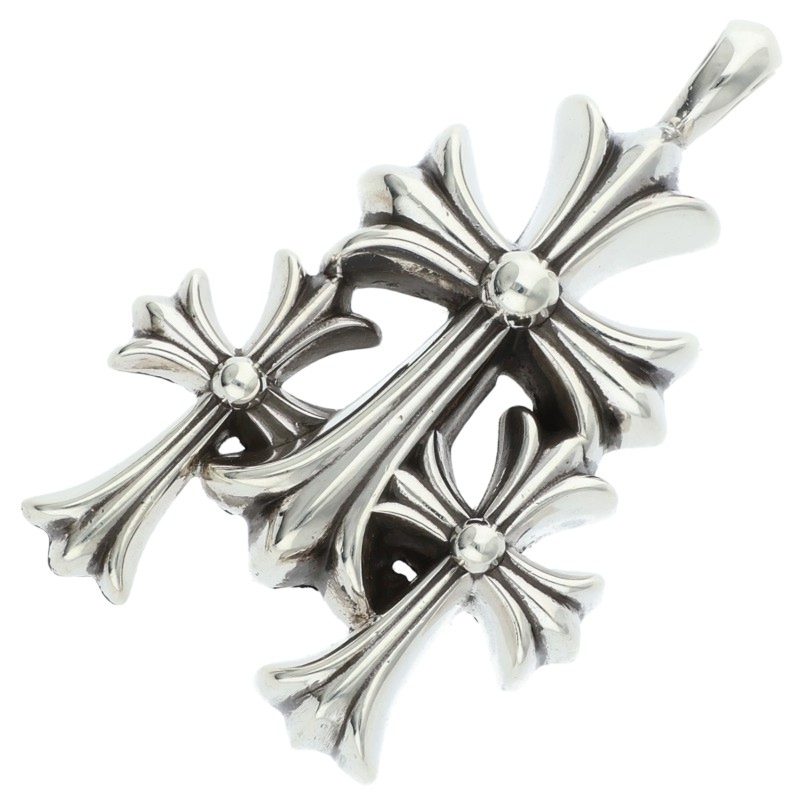 Chrome Hearts Triple Small CH Cross Silver Size ONE SIZE